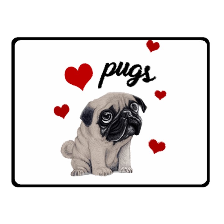 Love pugs Double Sided Fleece Blanket (Small) 