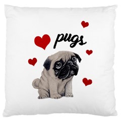 Love Pugs Large Flano Cushion Case (one Side) by Valentinaart