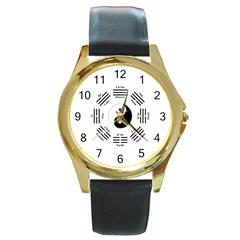 I ching  Round Gold Metal Watch