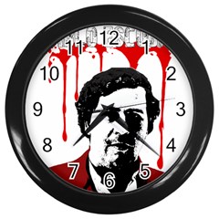 Pablo Escobar  Wall Clocks (black) by Valentinaart