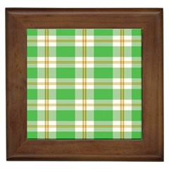 Abstract Green Plaid Framed Tiles