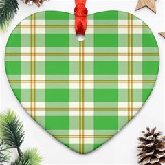 Abstract Green Plaid Ornament (Heart)