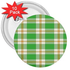 Abstract Green Plaid 3  Buttons (10 pack) 