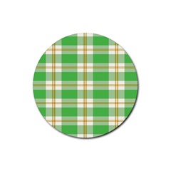 Abstract Green Plaid Rubber Round Coaster (4 pack) 