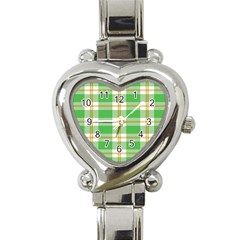 Abstract Green Plaid Heart Italian Charm Watch