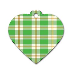 Abstract Green Plaid Dog Tag Heart (One Side)