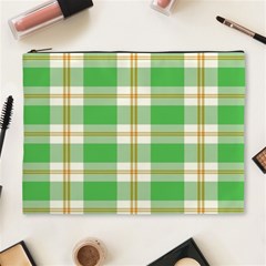 Abstract Green Plaid Cosmetic Bag (XL)