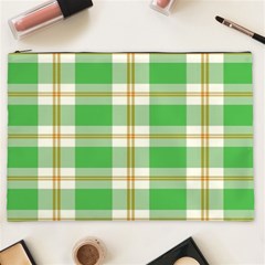 Abstract Green Plaid Cosmetic Bag (XXL) 