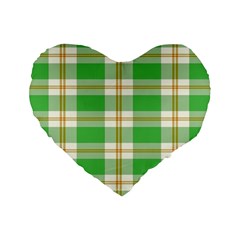 Abstract Green Plaid Standard 16  Premium Heart Shape Cushions