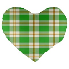 Abstract Green Plaid Large 19  Premium Heart Shape Cushions