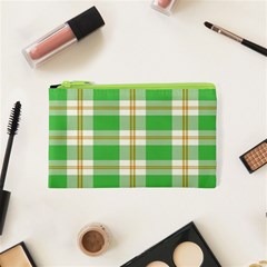 Abstract Green Plaid Cosmetic Bag (XS)