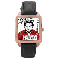 Pablo Escobar  Rose Gold Leather Watch  by Valentinaart