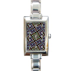 Colorful Floral Collage Pattern Rectangle Italian Charm Watch by dflcprints