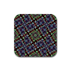 Colorful Floral Collage Pattern Rubber Square Coaster (4 Pack)  by dflcprints