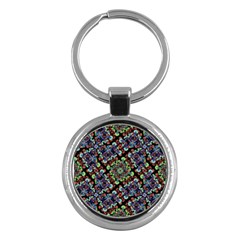 Colorful Floral Collage Pattern Key Chains (round)  by dflcprints