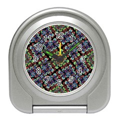 Colorful Floral Collage Pattern Travel Alarm Clocks by dflcprints