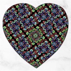 Colorful Floral Collage Pattern Jigsaw Puzzle (heart) by dflcprints