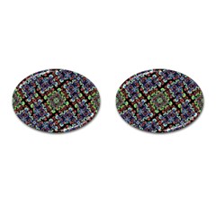 Colorful Floral Collage Pattern Cufflinks (oval)