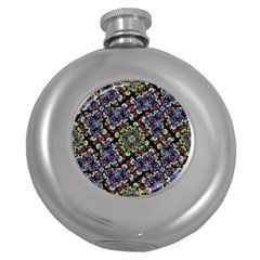 Colorful Floral Collage Pattern Round Hip Flask (5 Oz) by dflcprints