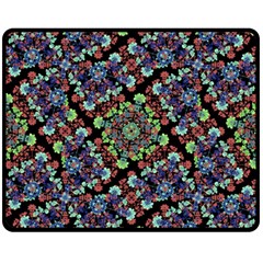 Colorful Floral Collage Pattern Fleece Blanket (medium)  by dflcprints