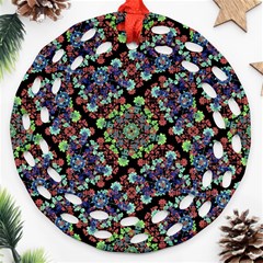 Colorful Floral Collage Pattern Ornament (round Filigree) by dflcprints