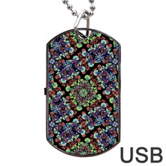 Colorful Floral Collage Pattern Dog Tag Usb Flash (one Side) by dflcprints