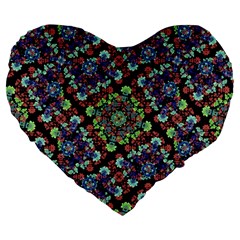 Colorful Floral Collage Pattern Large 19  Premium Heart Shape Cushions by dflcprints