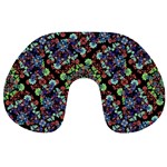 Colorful Floral Collage Pattern Travel Neck Pillows Back