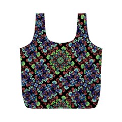 Colorful Floral Collage Pattern Full Print Recycle Bags (m) 