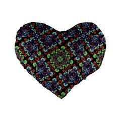 Colorful Floral Collage Pattern Standard 16  Premium Flano Heart Shape Cushions by dflcprints