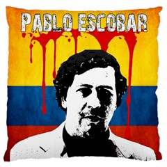 Pablo Escobar Large Flano Cushion Case (one Side) by Valentinaart