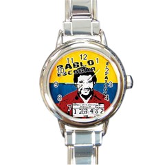 Pablo Escobar Round Italian Charm Watch by Valentinaart