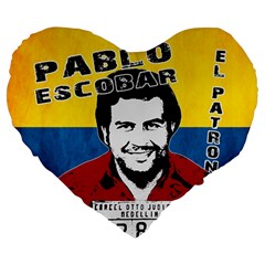 Pablo Escobar Large 19  Premium Heart Shape Cushions by Valentinaart