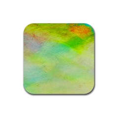 Abstract Yellow Green Oil Rubber Coaster (Square) 