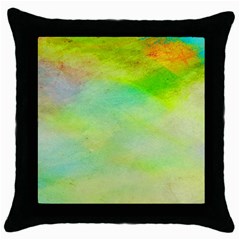 Abstract Yellow Green Oil Throw Pillow Case (Black)