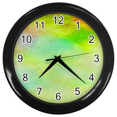 Abstract Yellow Green Oil Wall Clocks (Black)