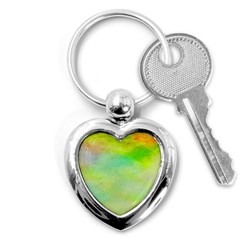 Abstract Yellow Green Oil Key Chains (Heart) 