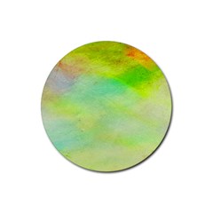 Abstract Yellow Green Oil Rubber Round Coaster (4 pack) 