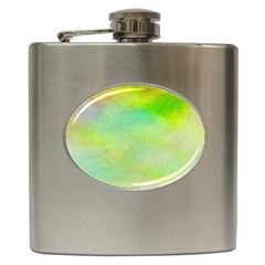 Abstract Yellow Green Oil Hip Flask (6 oz)