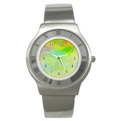 Abstract Yellow Green Oil Stainless Steel Watch