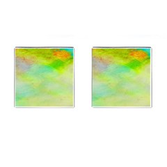 Abstract Yellow Green Oil Cufflinks (Square)