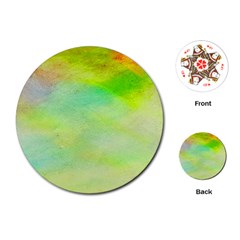 Abstract Yellow Green Oil Playing Cards (Round) 