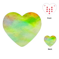 Abstract Yellow Green Oil Playing Cards (Heart) 