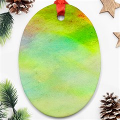 Abstract Yellow Green Oil Oval Ornament (Two Sides)