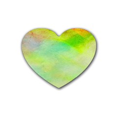 Abstract Yellow Green Oil Rubber Coaster (Heart) 