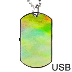 Abstract Yellow Green Oil Dog Tag USB Flash (One Side)