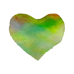 Abstract Yellow Green Oil Standard 16  Premium Heart Shape Cushions