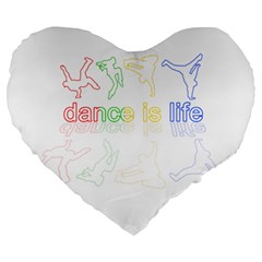 Dance Is Life Large 19  Premium Heart Shape Cushions by Valentinaart