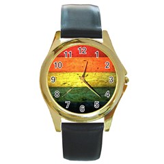 Five Wall Colour Round Gold Metal Watch