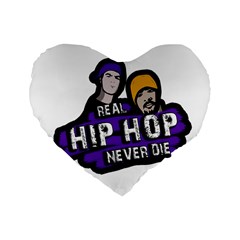 Real Hip Hop Never Die Standard 16  Premium Heart Shape Cushions by Valentinaart